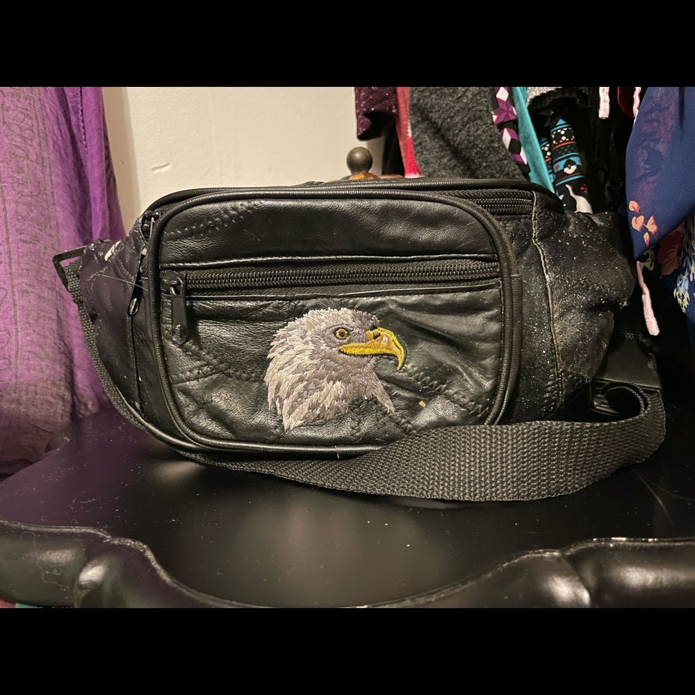 Vintage Patch Leather Eagle Fanny pack